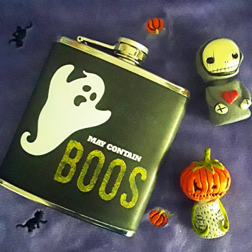 BOO! NWT 6oz. SS Halloween Themed Flask